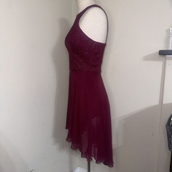 Speechless Prom Hi-Low Open Back A-Line Lace Sparkle Dress Burgundy Sz 9 EUC - Picture 6 of 16